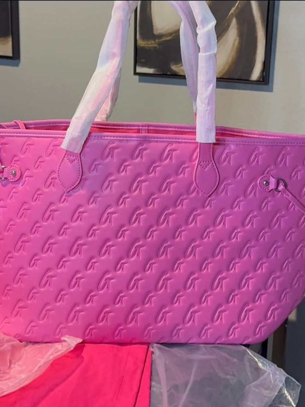 Pink Glamaholic Embossed Tote Bag - Picture 4 of 4